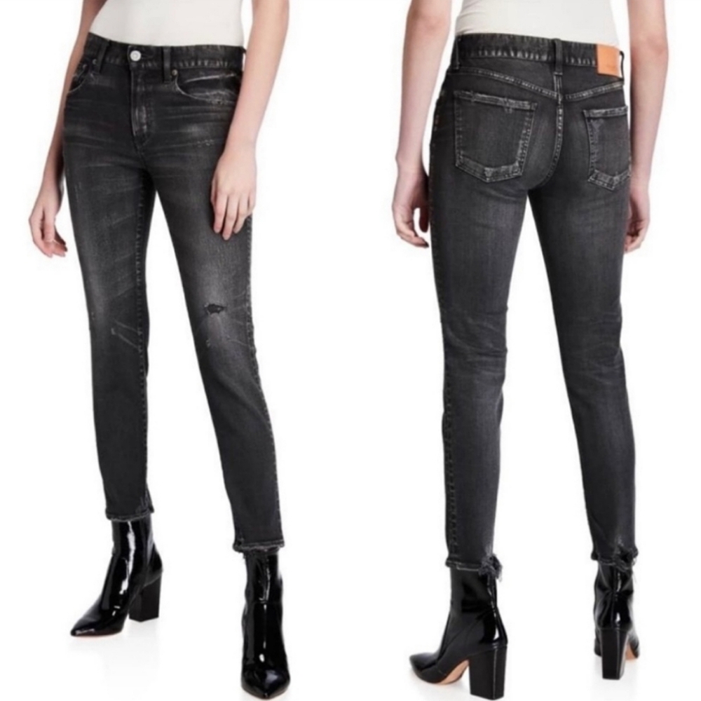 Moussy Vintage Faded Black Velma Skinny Distressed Jeans Size 30